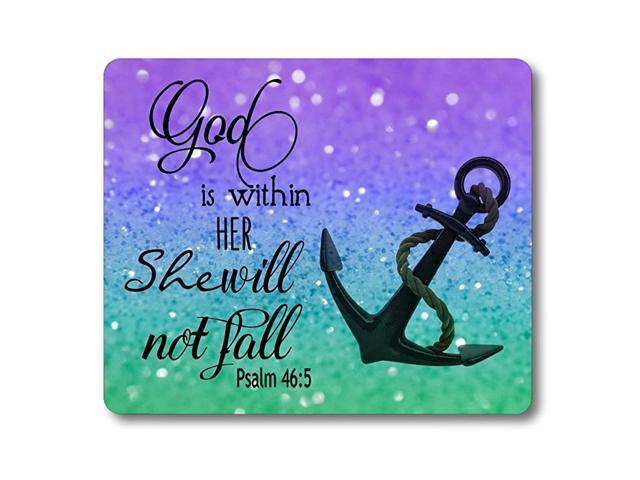 Gaming Mouse Pad CustomRectangle NonSlip Rubber Mouse Pad God is Within Her She Will Not Fall Psalm 465 Quotes