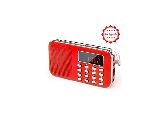 Small Portable Pocket Radio AM FM Digital Radio with LED Flashlight Micro SDTF CardUSB MP3 Music Player Auto Scan Save 1200mAh Rechargeable Battery