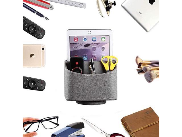Leather 360°Rotatable Remote Control HolderNightstand TV Remote CaddyOffice Supplies Desktop OrganizerSpinning Storage Box for PenMailPhoneDVD
