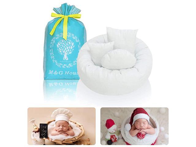 Newborn Photo Props Baby Photography Basket Pictures Infant Posing Props 1 Photo Donut and 3 Posing Pillows Fits 03 Month