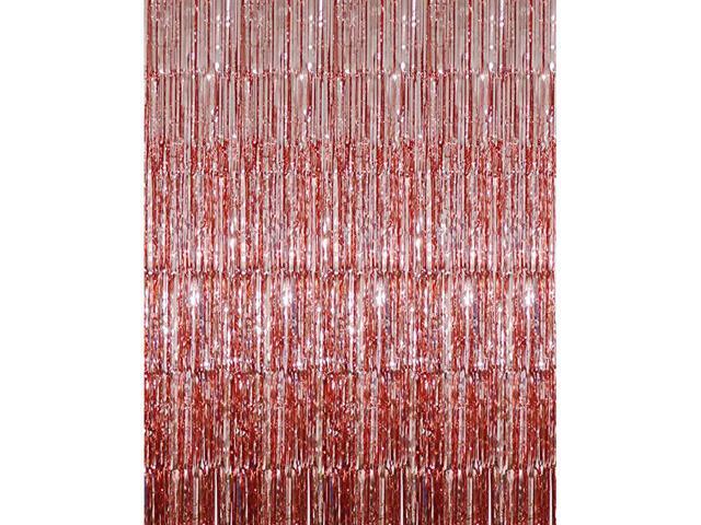 32 ft x 98 ft Metallic Tinsel Foil Fringe Curtains for Party Photo Backdrop Wedding Decor 4 PacksRose Gold