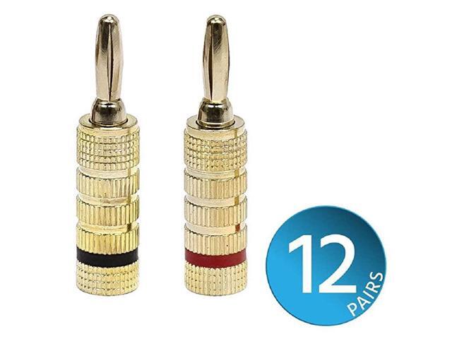 121821 24k Gold Plated Speaker Banana Plugs Closed Screw Type 12 Pairs
