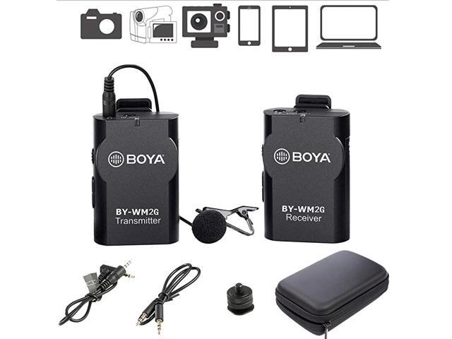 BYWM2G Wireless Lavalier Microphone System Compatible with iPhoneX 8 8 Plus 7 6 SmartphoneCanon 6D 600D Nikon D800 D3300 Sony A7 A9 DSLR GoPro