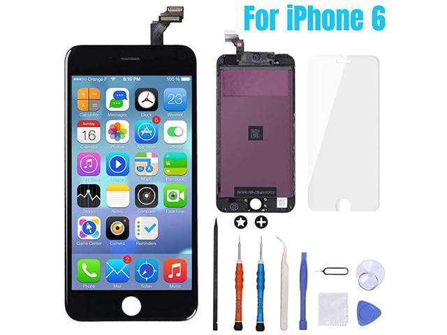 for iPhone 6 Screen Replacement Black47inch LCD Touch Screen Digitizer Replacement Fully Frame Display Assembly Set with Repair Tool kit + Tempered
