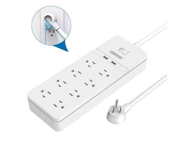 Surge Protector Power Strip 8 Outlets Power Strip with 2 USB Ports Power Strip Flat Plug 5ft HeavyDuty Extension Cord 15A Circuit Breaker Wall