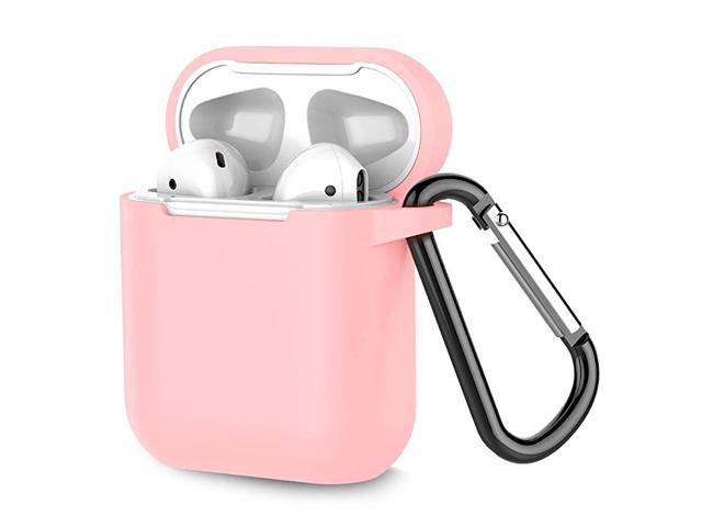 Protective Silicone Case with Keychain for Apple AirPods 1 2 Front LED Not Visible Pink