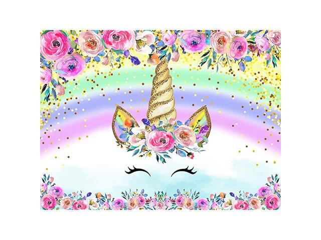 7x5ft Unicorn Party Wall Decorations Rainbow Baby Shower Flowers Birthday Dessert Table Banner Photo Booth phonecall Photography Backdrop