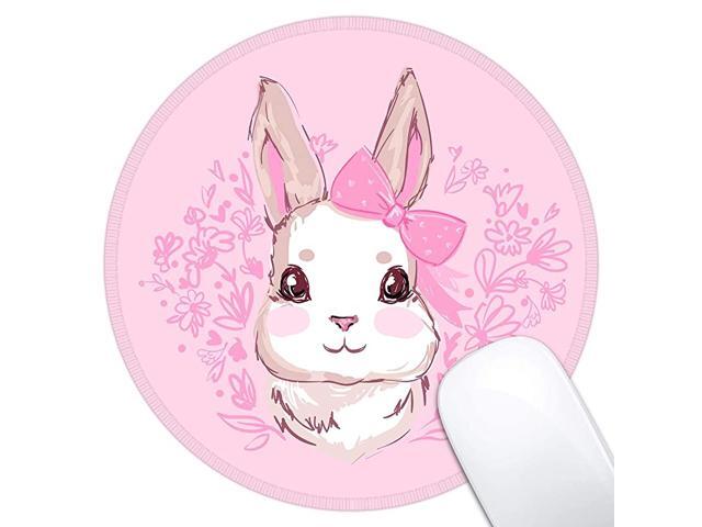 Mouse Pad Gaming Mouse Pads NonSlip Rubber Base Mousepad with Stitched Edge Round Mouse Mat for Desktops Computer Laptops Cute Rabbit