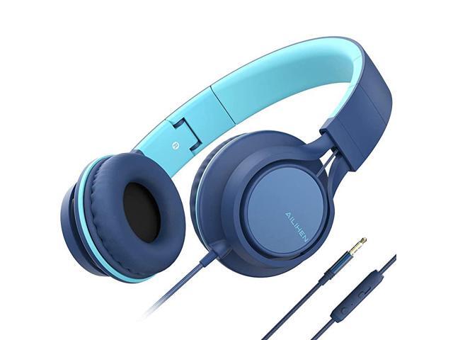 C8 Upgraded Headphones with Microphone and Volume Control Folding Lightweight Headset for Cellphones Tablets Smartphones Laptop Computer PC Mp34