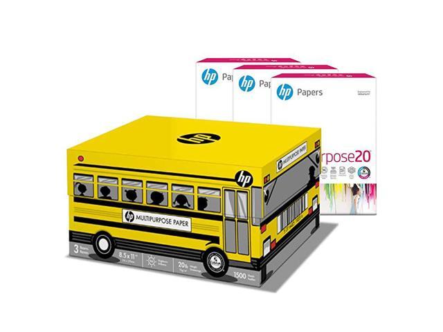 Printer Paper 85x11 MultiPurpose 20 lb School Bus 3 Ream Case 1500 Sheets 96 Bright Made in USA FSC Certified Copy Paper Compatible 112030C
