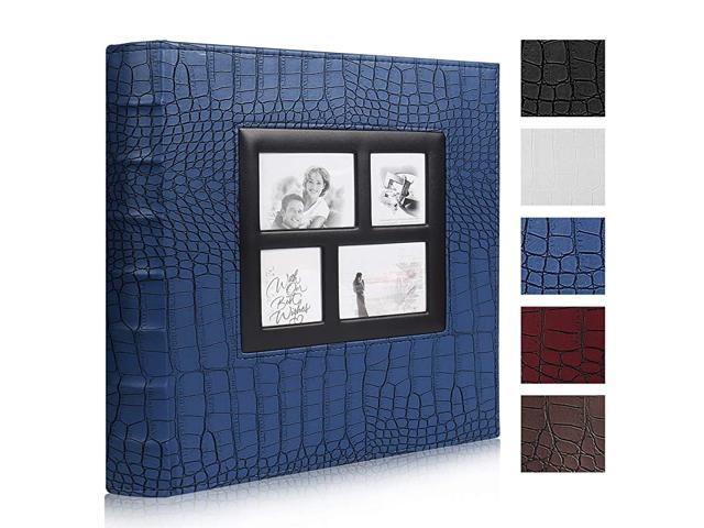 Photo Album 4x6 500 Pockets Black Pages Large Capacity Leather Cover Wedding Family Anniversary Photo Albums Blue 500 Pocket