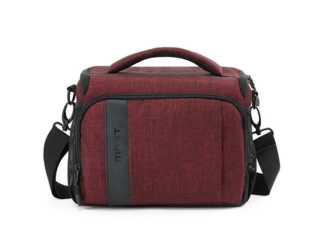 Compact Camera Bag Shoulder Bag for SLRDSLR with Waterproof Rain Cover Heather Red