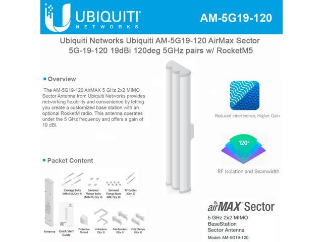 NeweggBusiness Ubiquiti 2x2 MIMO BaseStation Sector Antenna AM5G19120
