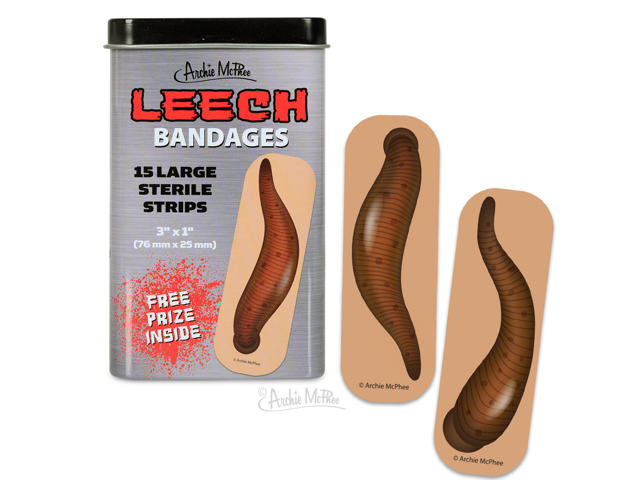 Accoutrements 12906 Leech Bandages Hilarious Latex-Free Adhesive Bandages in a Decorative Tin First-Aid