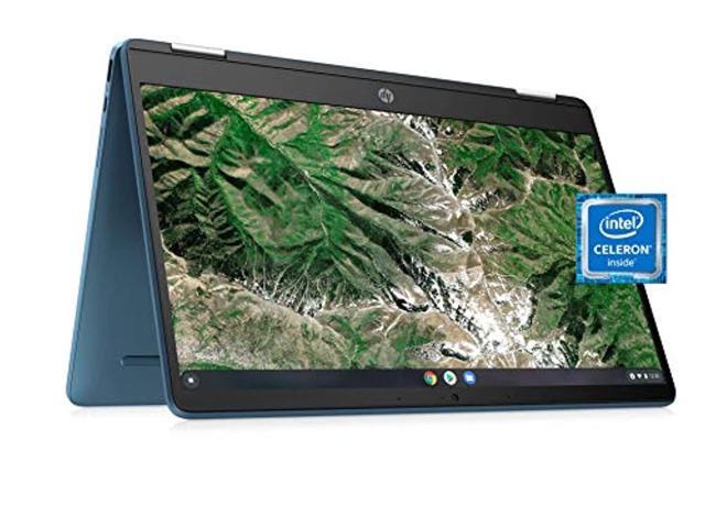 Laptop HP X360 14a Chromebook 14' HD Touchscreen Entertaining from Any Angle Intel Celeron 4GB DDR4 64GB eMMC WiFi Webcam Stereo Speakers