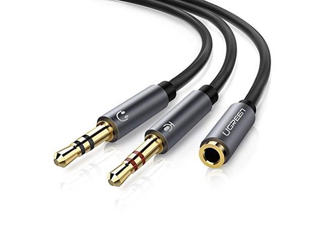 Headphone Splitter for Computer 35mm Female to 2 Dual 35mm Male Headphone Mic Audio Y Splitter Cable Smartphone Headset to PC Adapter (Black)