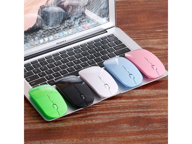 Ultra-thin Mute Mouse 4 Keys Wireless Optical Mouse 1600DPI for Desktop Computer Laptop Pink