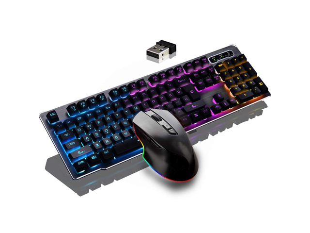 Zgeer Keyboard and Mouse Combo Wireless 24G Technology1000mAhLarge Capacity Suspended Keycap Mechanical Feel Backlit Gaming Keyboard Mouse-Fast