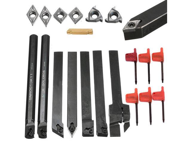 1 Set Lathe Turning Tool Holder with DCMT/CCMT Carbide Inserts Blade And Wrench For CNC Lathe Machine