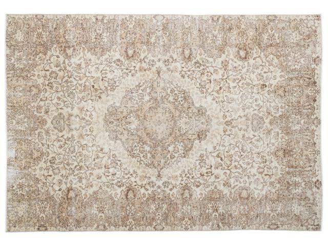 Bespoky Vintage Handwoven Kilim Rug Beige Large Size 7'0