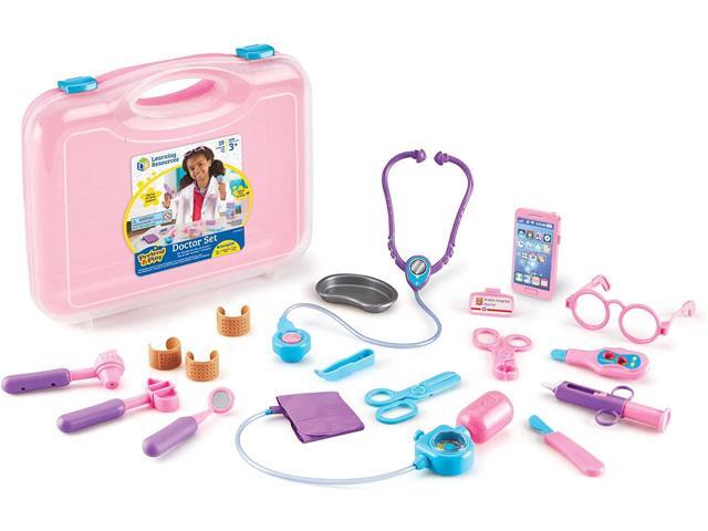 Learning Resources Pretend and Play Doctor Kit for Kids Pink Doctor Costume 19 Piece Set Ages 3+