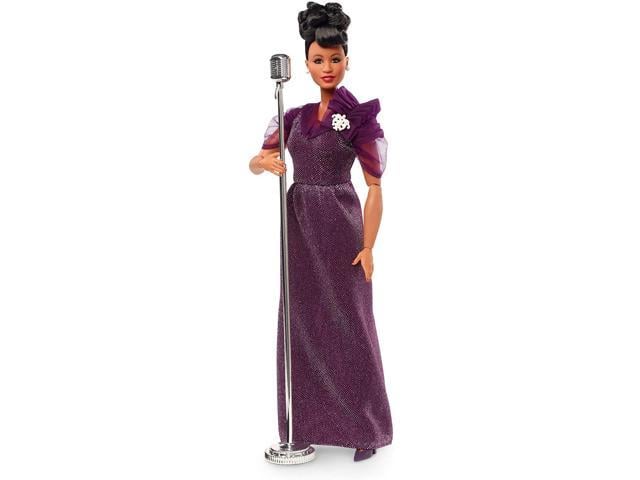 Barbie Inspiring Women Series Ella Fitzgerald Collectible Doll Approx 12-in Wearing Purple Gown with Microphone Doll Stand and Certificate of