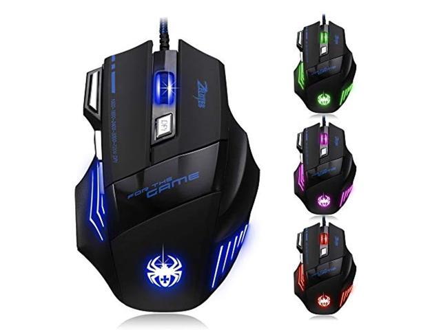 [new version] zelotes 7200 dpi 7 buttons led optical usb wired gaming mouse mice for gamer pc mac