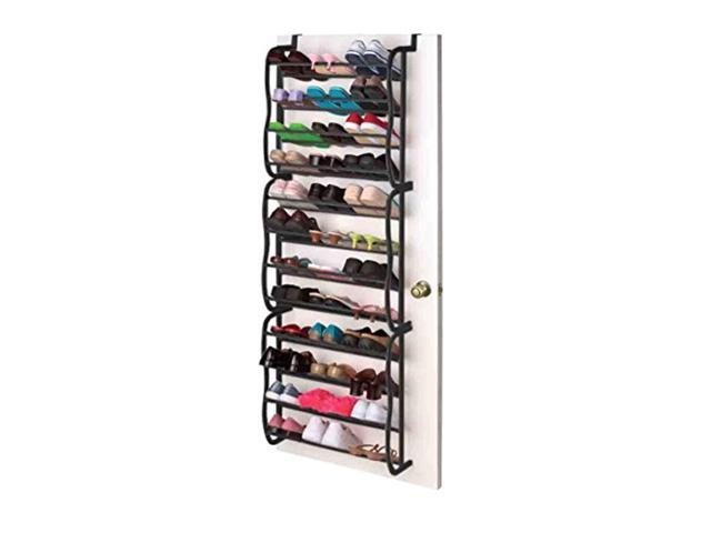 sunbeam shoe rack for 36 pair over the door space saver shelf closet wall hanging organizer storage stand black