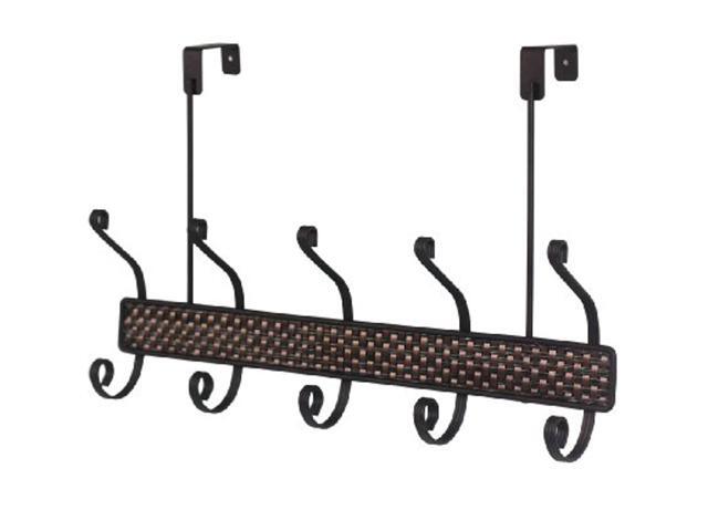 home basics over the door 5 hook hanging rack for clothes towels coats rust resistant bronze