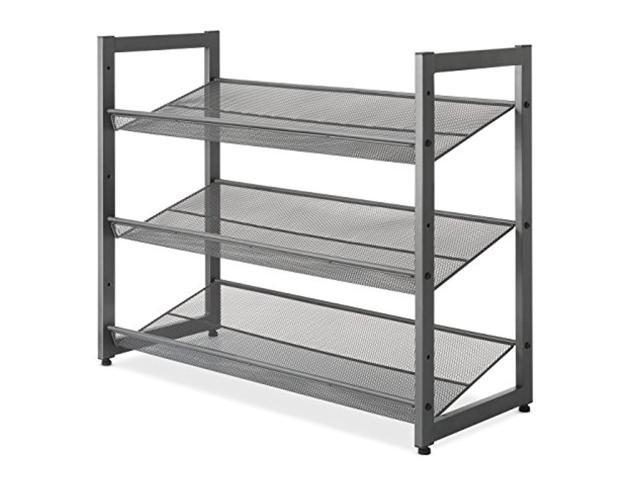 whitmor steel mesh 3-tier shoe rack gunmetal