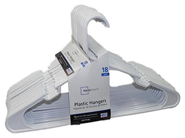 mainstay 18-pack standard plastic hangers (white 2 pack)