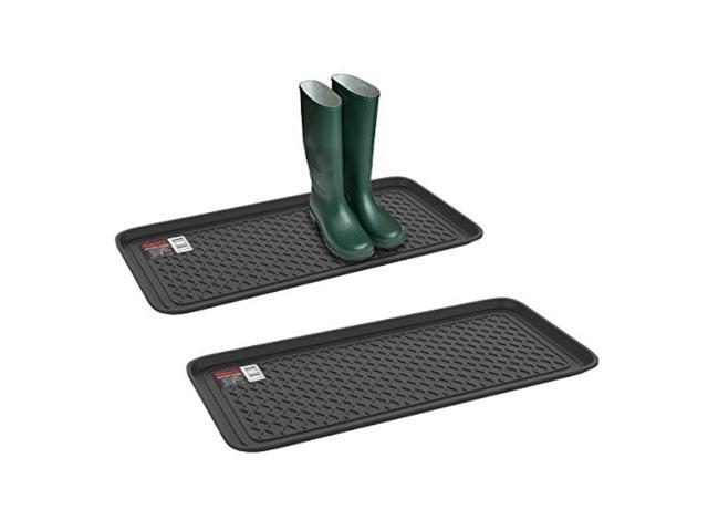 stalwart 75-st6102 weather boot tray-large water resistant plastic utility shoe mat for indoor and outdoor use in all seasons (
