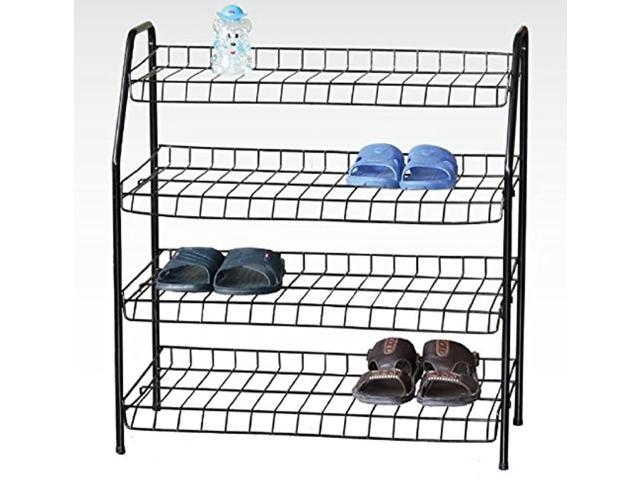 uniware 4-tier metal shoe rack home portable closet storage organizer cabinet shelf free standing (black)