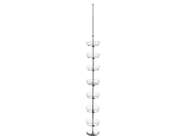whitmor 6 tier floor-to-ceiling shoe spinner - adjustable with basket