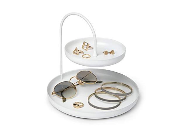 umbra 1009707-660 poise large double attractive storage you can leave out two-tiered jewelry tray accessory holder white