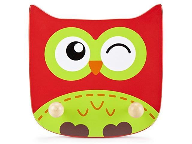 imagination generation wooden owl kids clothing rack - natural wood wall mount plaque for children's clothes & coat hanger zoo