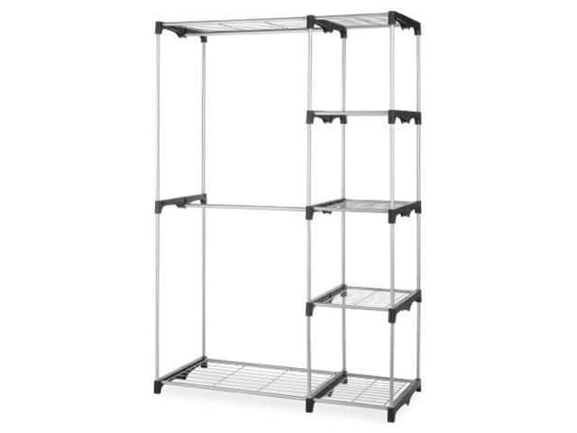 whitmor double rod freestanding closet heavy duty storage organizer
