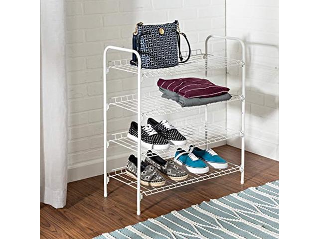 honey-can-do sho-01172 wire shoe & accessory rack white 4-tier