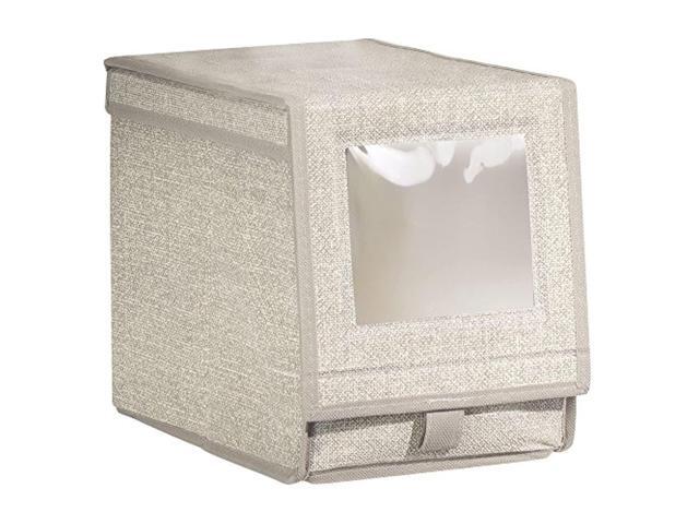 interdesign aldo fabric storage box for shoes boots and pumps with a clear window and pull tab closure for closet storage - me