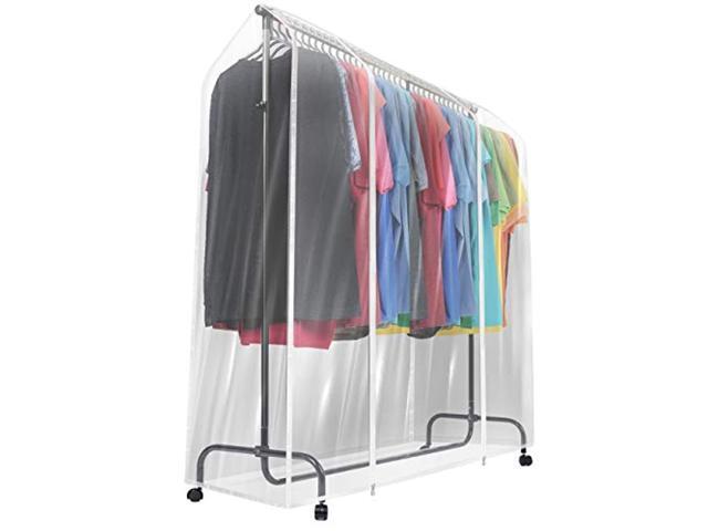 sorbus garment rack cover - 6 ft transparent clothes rail cover garment coat hanger protector clothing storage for dresses su