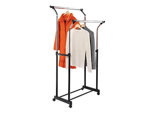 honey-can-do gar-01119 adjustable flared double garment rack black/chrome