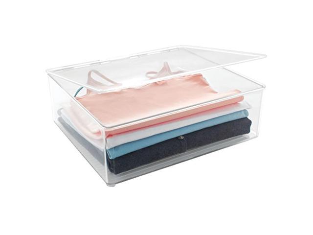 idesign plastic stackable closet organizer with lid home organization storage box for clothes toys bedroom dorm office an