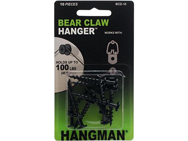 hangman products bcd-10 double headed bear claw hanger (10/pack) 125' black