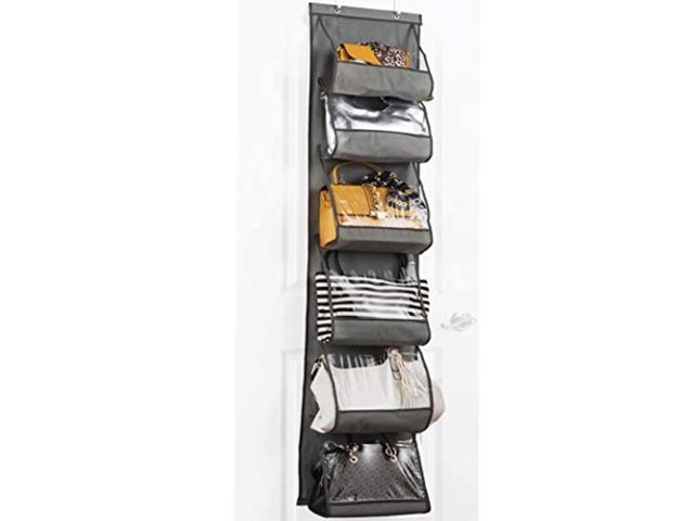 zober over the door purse organizer & storage handbag organizer with 6 easy access deep pockets - durable metal hooks handbag