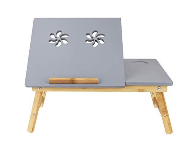 mind reader cooling laptop desk adjustable bed tray with folding legs portable fliptop table tilting sections for work read