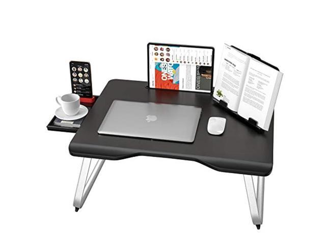 laptop bed table desk abovetek extra large ergo 17? foldable laptop stand bed tray w/storage drawer phone holder book tablet