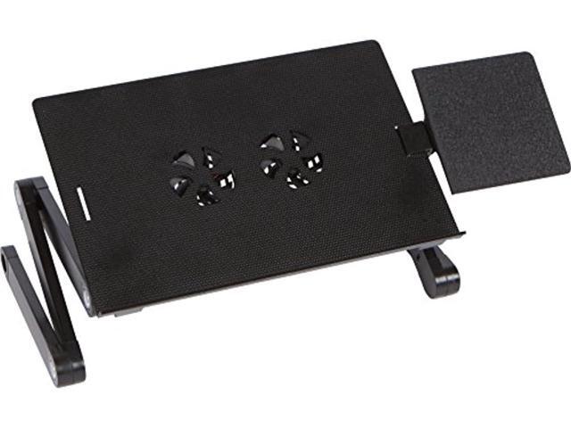 laptop stand desk with side mount mouse stand - vented portable and adjustable aluminum by trademark innovations