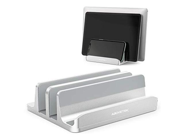 vertical laptop stand - abovetek - 3 slots for computer tablet phone - fits all laptop models? up to 173'? - heavy duty poli