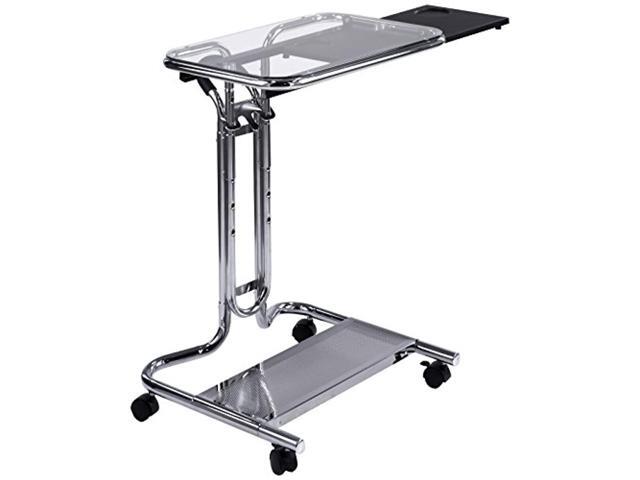 calico designs 51201 laptop cart with mouse tray in chrome and clear glass