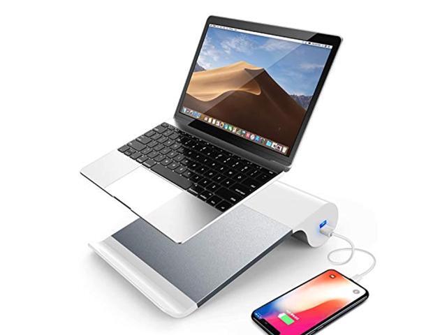 laptop notebook stand computer stand 2 usb port charging aluminum computer riser metal holder compatible with macbook air pro